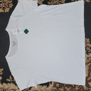 💚NWT! Girl Scouts White Short-Sleeve Tee w/Green Trefoil Detail; Teen Size 3X